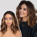 14 in Brown Chestnut Highlight Shoulder Length Wave Wig - Easy Wear