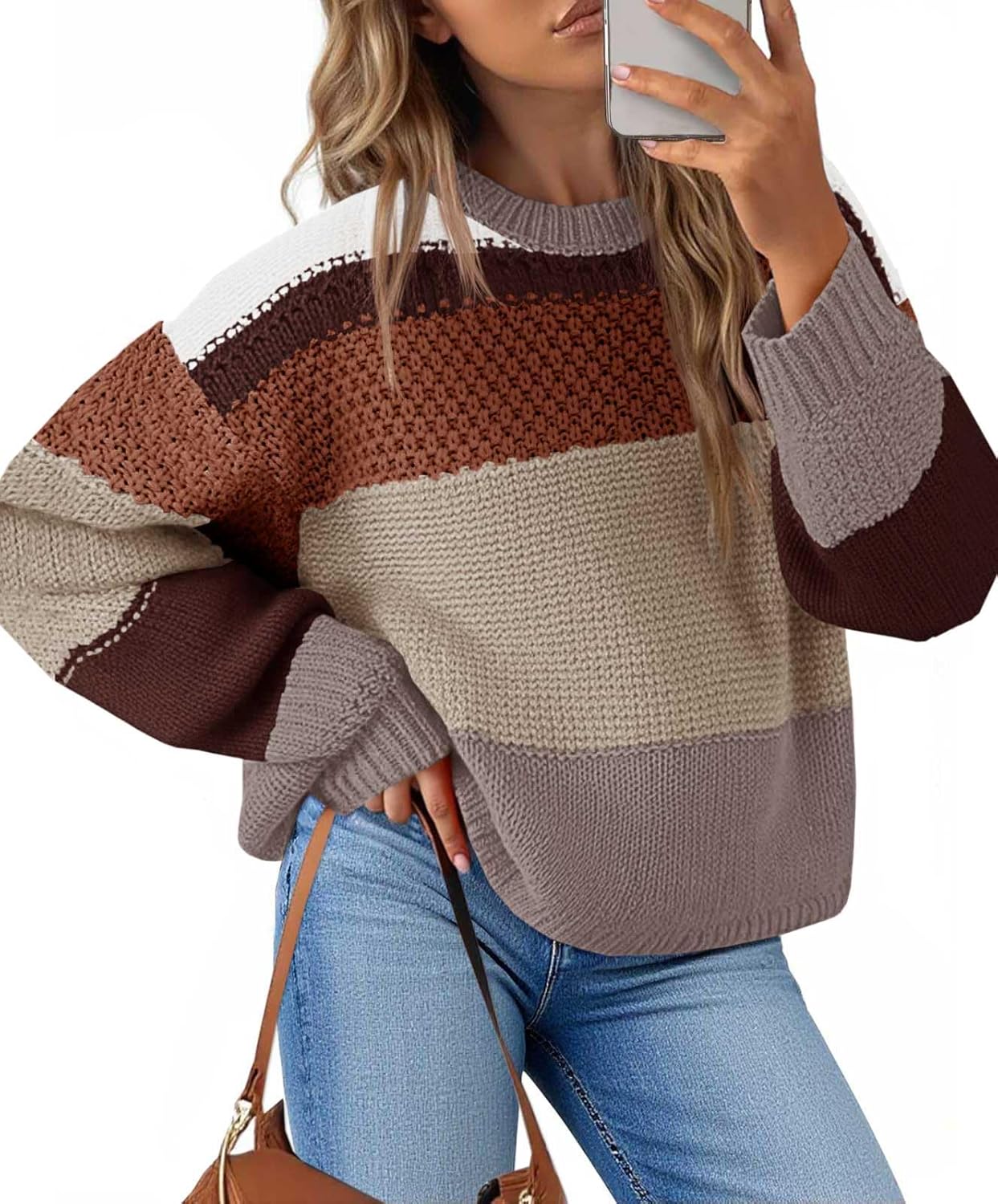 Trendy Color Block Cropped Sweater for Women - 2025 Style
