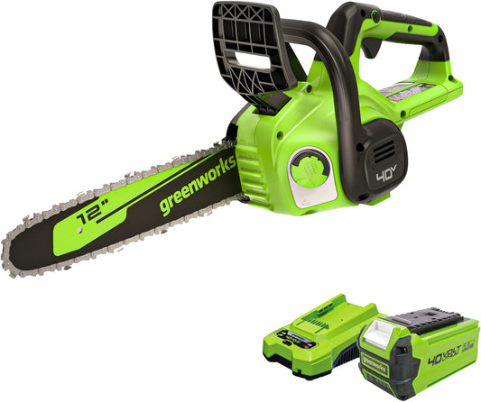Greenworks 40V 12in Cordless Compact Chainsaw for Easy Pruning