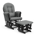 Storkcraft Hoop Glider & Ottoman (Black with Gray) - Smooth Nursery