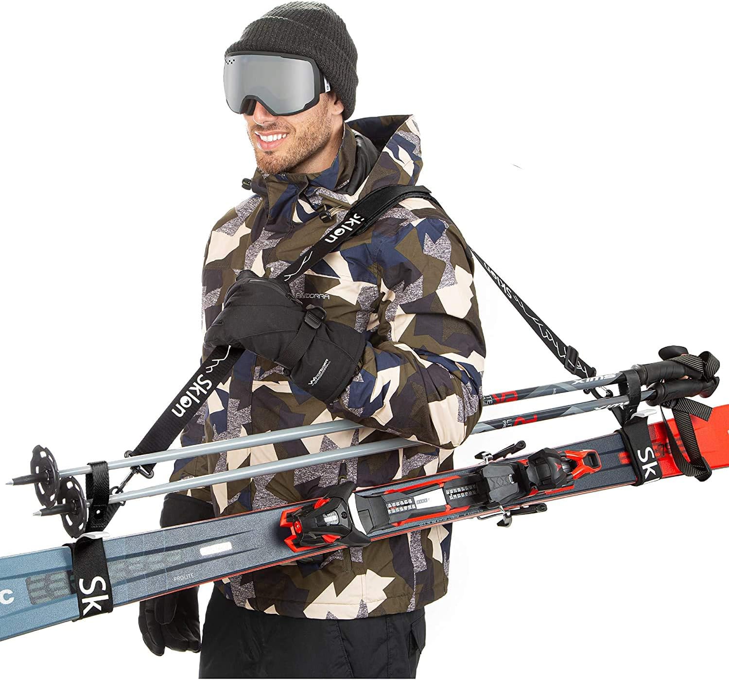 Sklon Ski Strap | Effortlessly Carry Your Gear | Cushioned Sling | Black