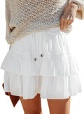 Flowy Shorts for Women Boho Ruffled Tiered Skorts High Waist Mini on