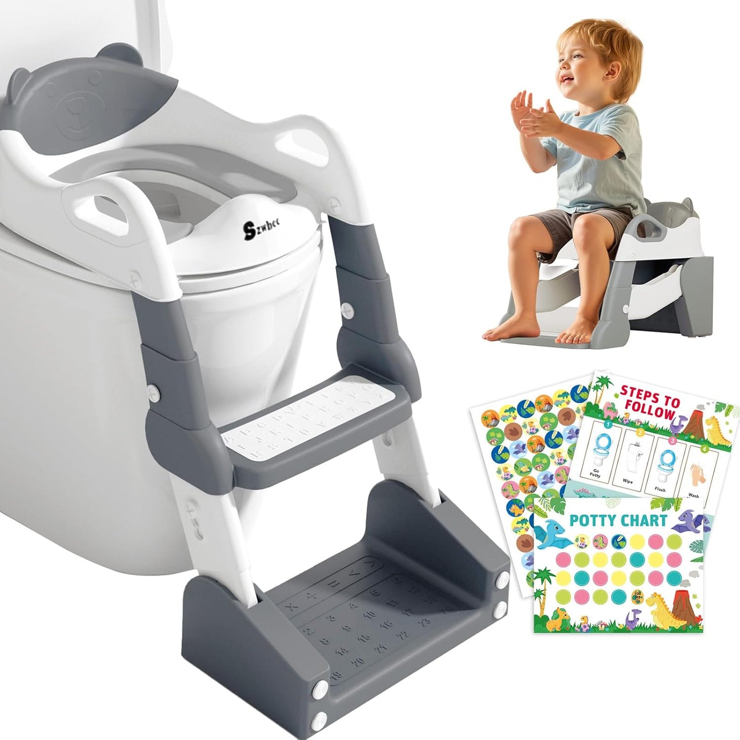 3-in-1 Potty Training Toilet for Toddlers with Step Stool