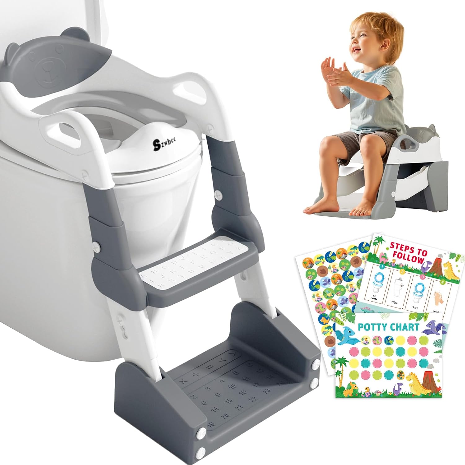 3-in-1 Potty Training Toilet for Toddlers with Step Stool