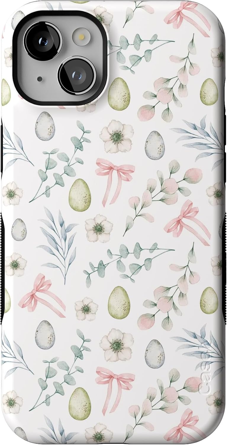 Casely iPhone 14 Plus Case - So Eggxtra Spring Garden Design