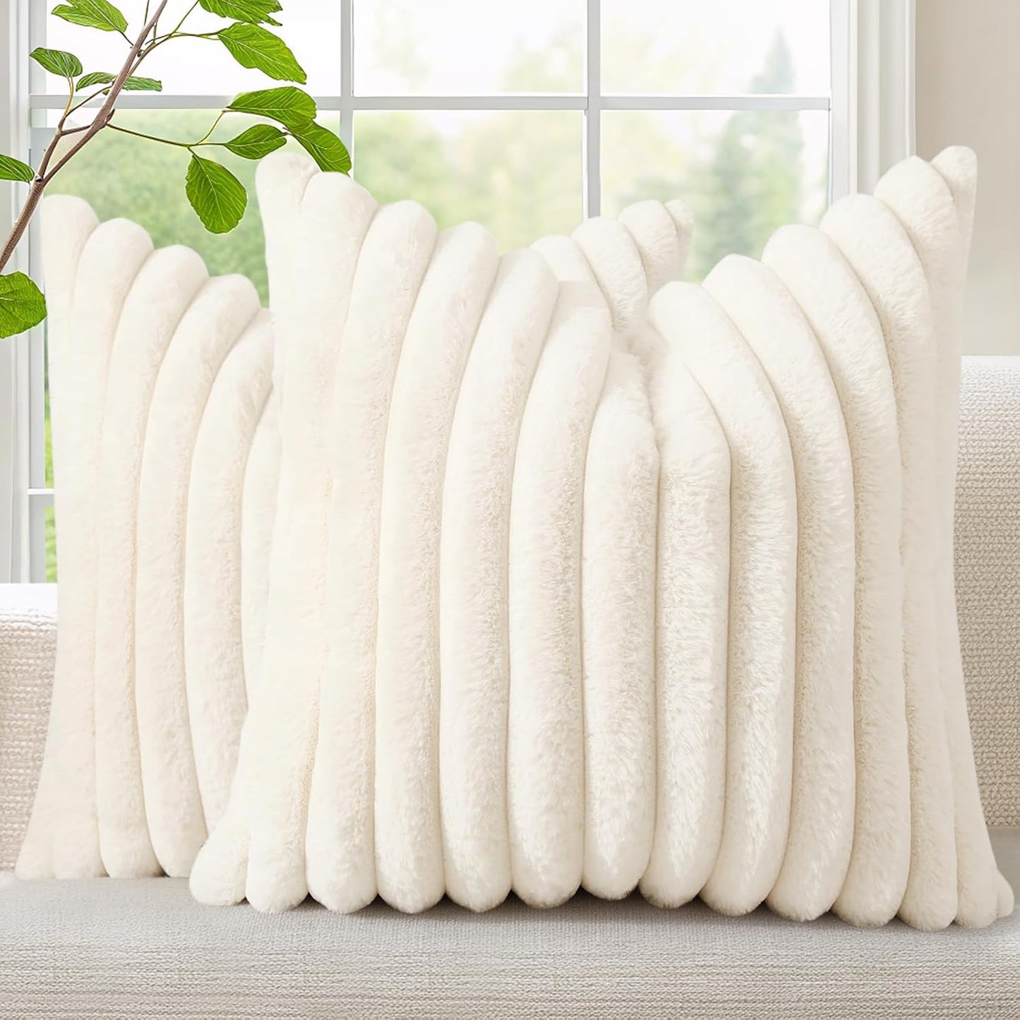 Decorative Faux Fur Christmas Throw Pillow Covers Set of 2