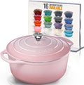 6 Quart Enameled Cast Iron Dutch Oven in Pink - Oven Safe to 500F