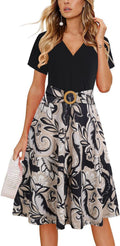 Women's Criss-Cross V Neck Fit and Flare Tea Dress - With Pockets wrap