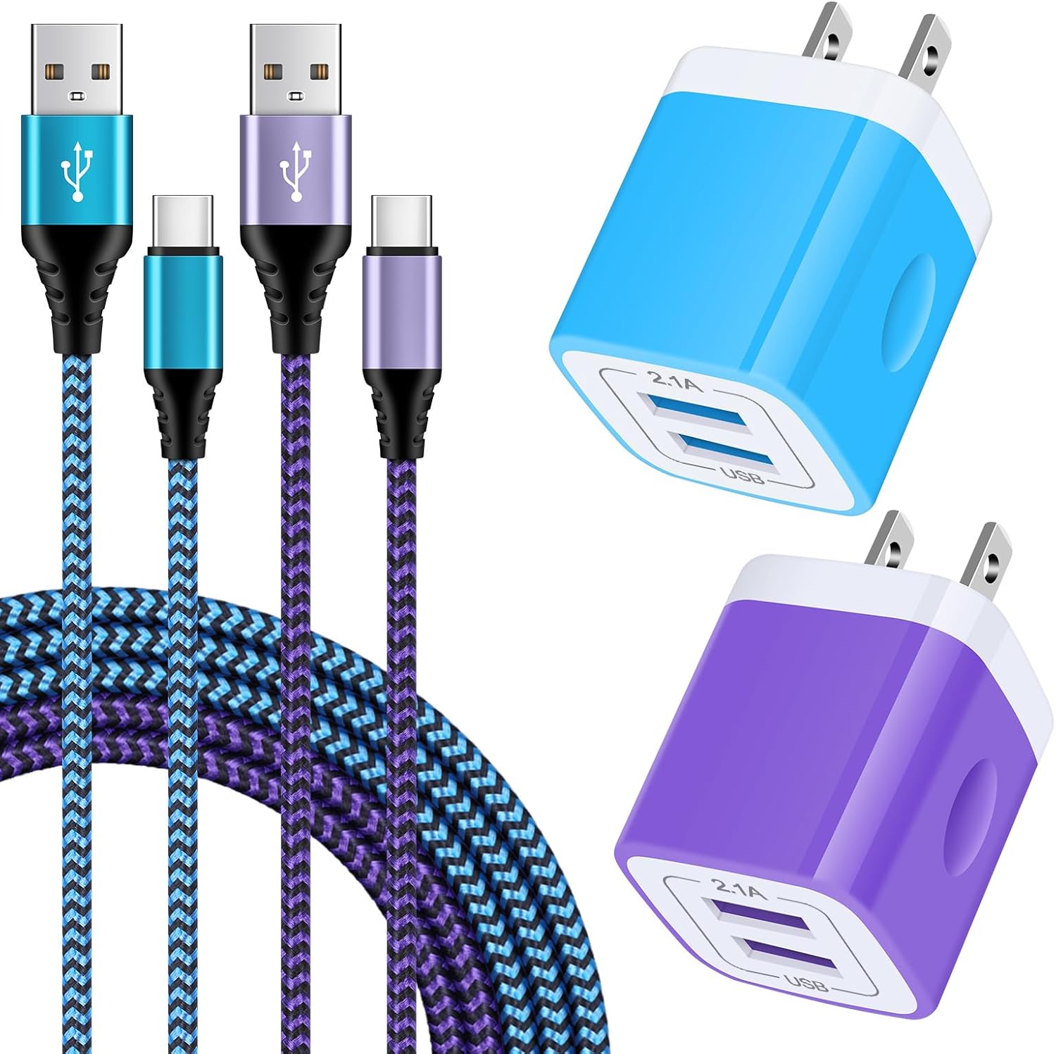 Fast Dual Port Charger + 2 Cables - Samsung, iPhone, Google