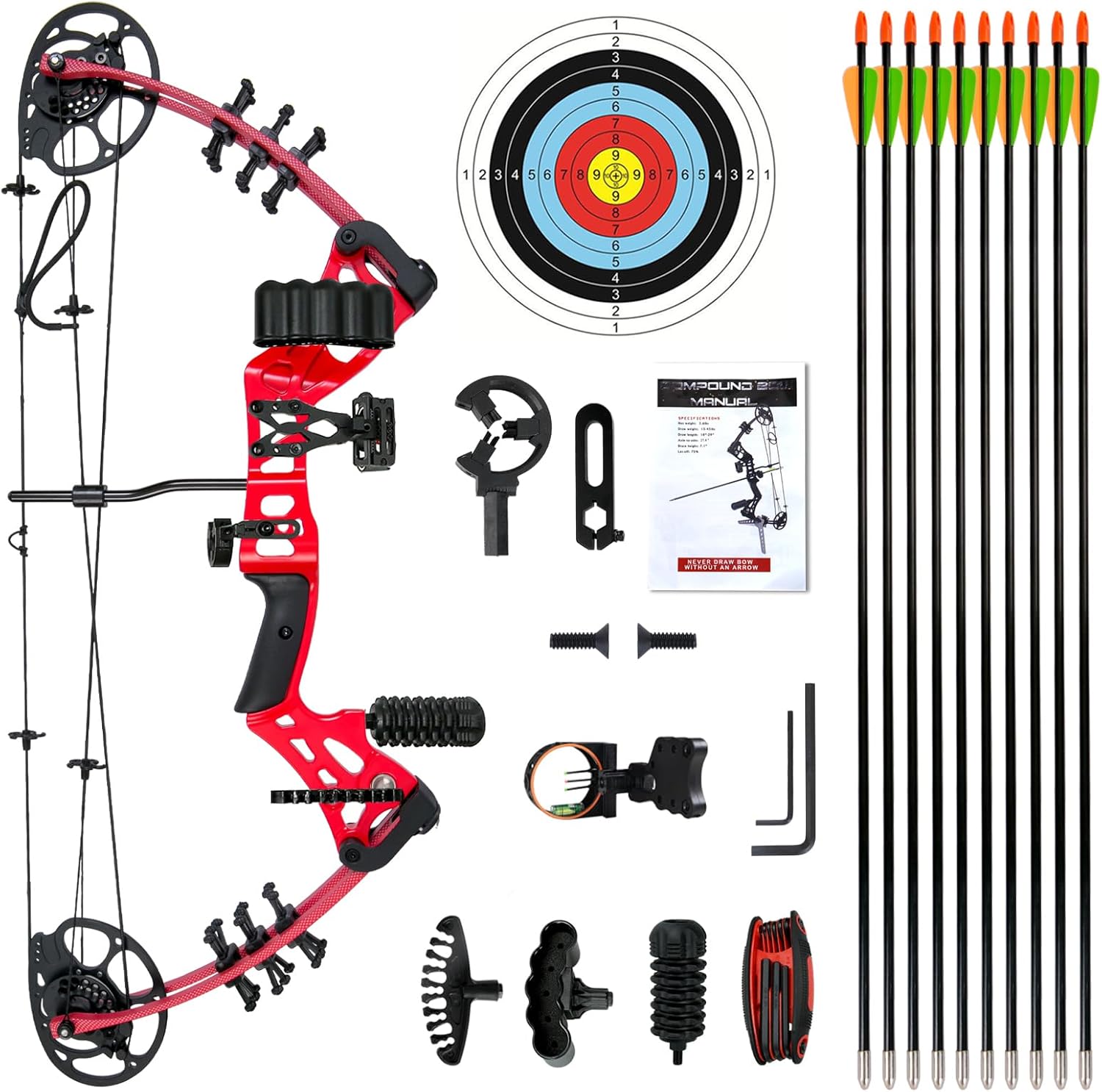 Youth Compound Bow Set for Teens and Beginners - Adjustable 15-45 Lbs