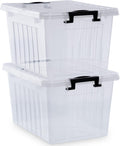 22 QT Clear Plastic Storage Bins with Lids 2-Pack - Stackable