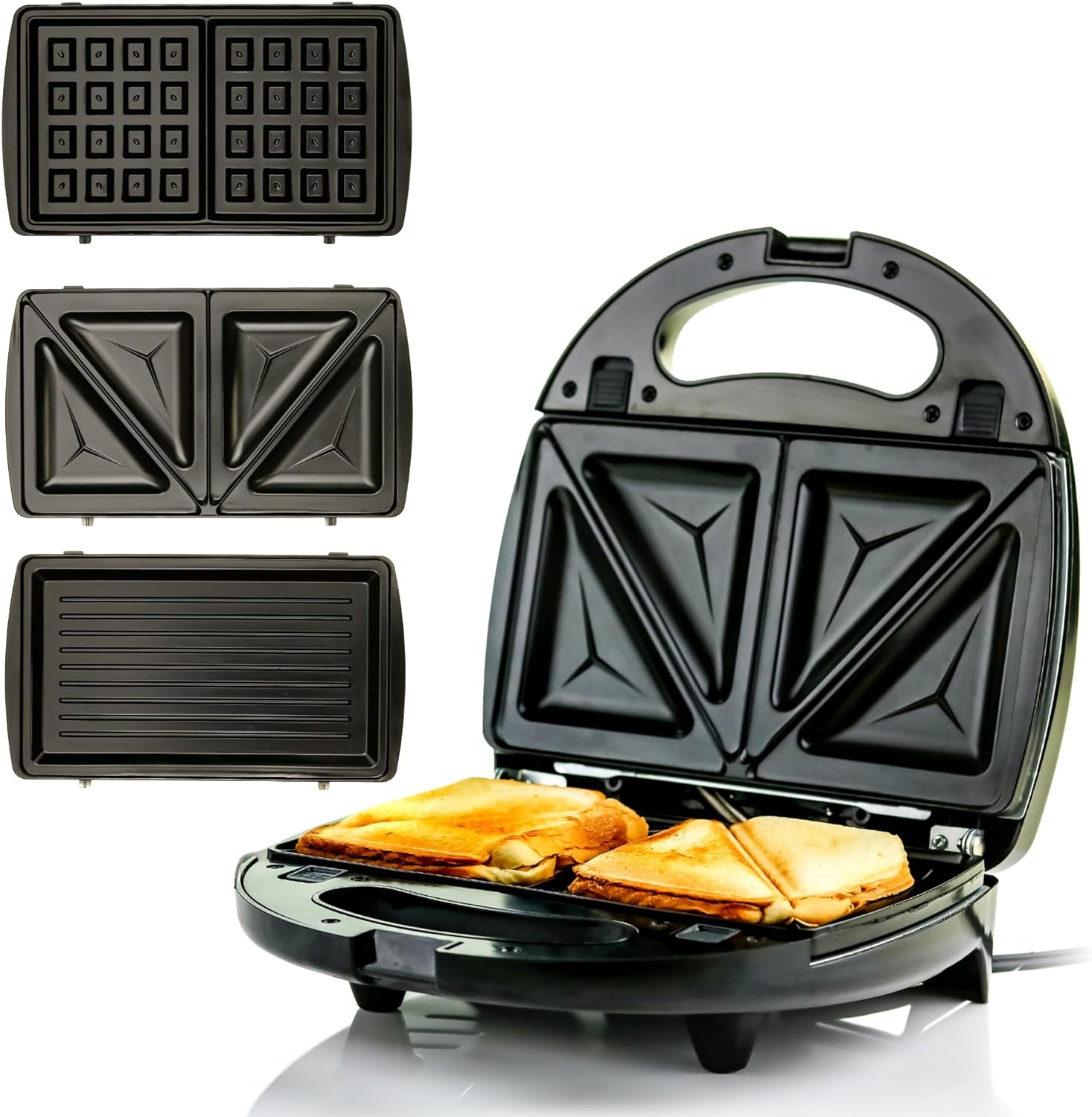OVENTE 3-in-1 Sandwich Maker & Grill - Non-Stick, Versatile Cooking