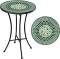 Vipush Mosaic Outdoor Side Table 14in Round - Compact Patio Accent
