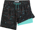 maamgic 7 Inch Mens Swim Trunks with Compression Liner - Quick Dry is