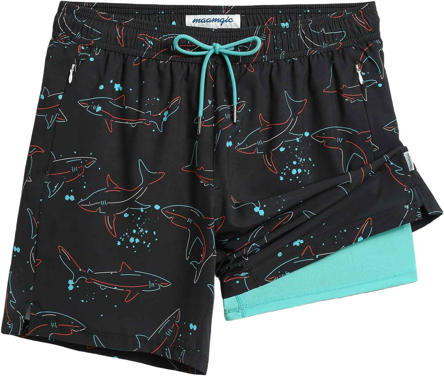 maamgic 7 Inch Mens Swim Trunks with Compression Liner