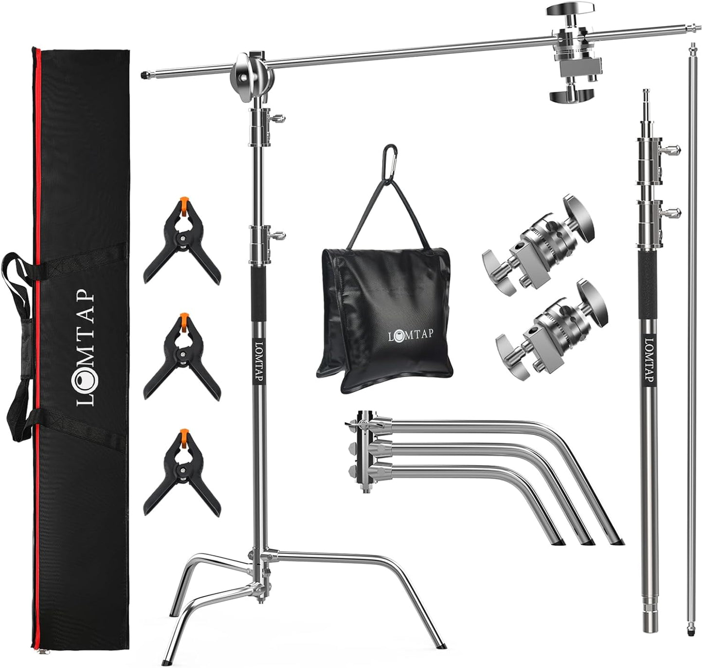 LOMTAP C Stand Light Stand Kit for Photography with Boom Arm