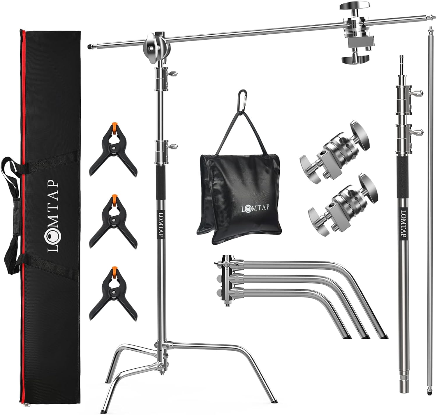 LOMTAP C Stand Light Stand Kit for Photography with Boom Arm