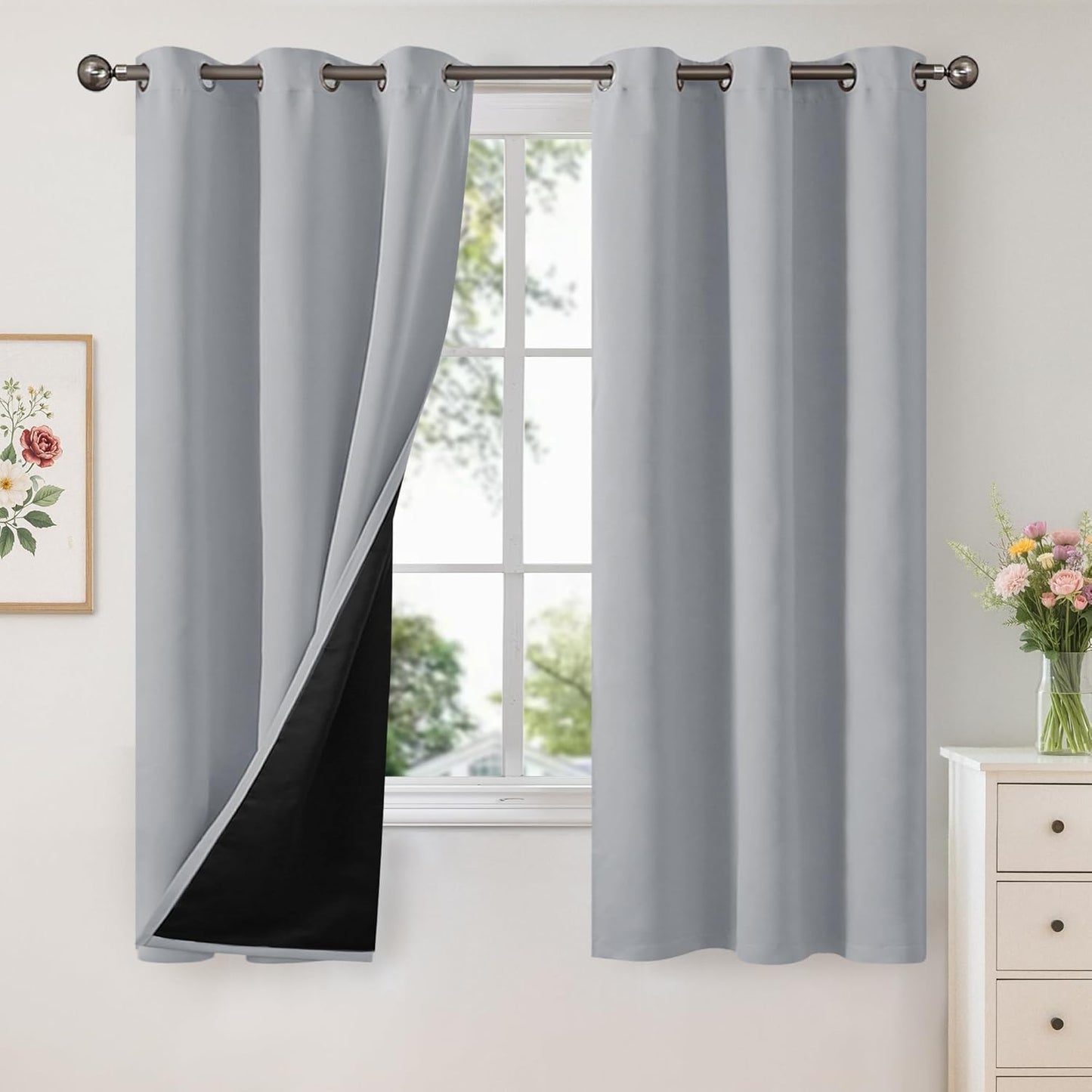 YoungsTex Light Grey Blackout Curtains for Bedroom and Living Room
