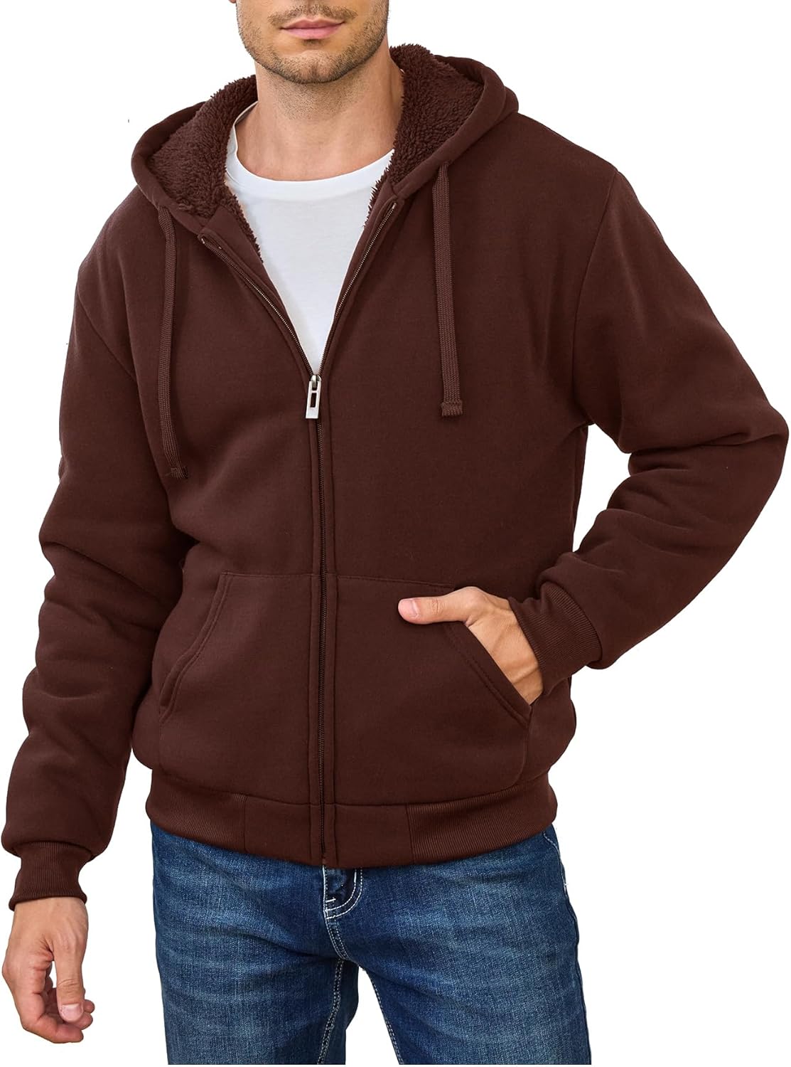 Hoodies for Men Full Zip Up Fleece Warm Thick Jackets Heavyweight