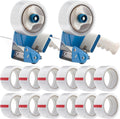 2 Pack Packing Tape Dispenser Gun with 12 Rolls of Tape - Heavy Duty