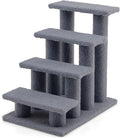 4-Step Pet Stairs for Cats and Dogs (Grey) - Carpeted Ramp for High