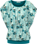 Womens Summer Tops Flutter Short Sleeve Pleated Mesh Blouse Novelty