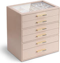 Vlando 6 Layer Jewelry Box with Glass Lid for Elegant Storage