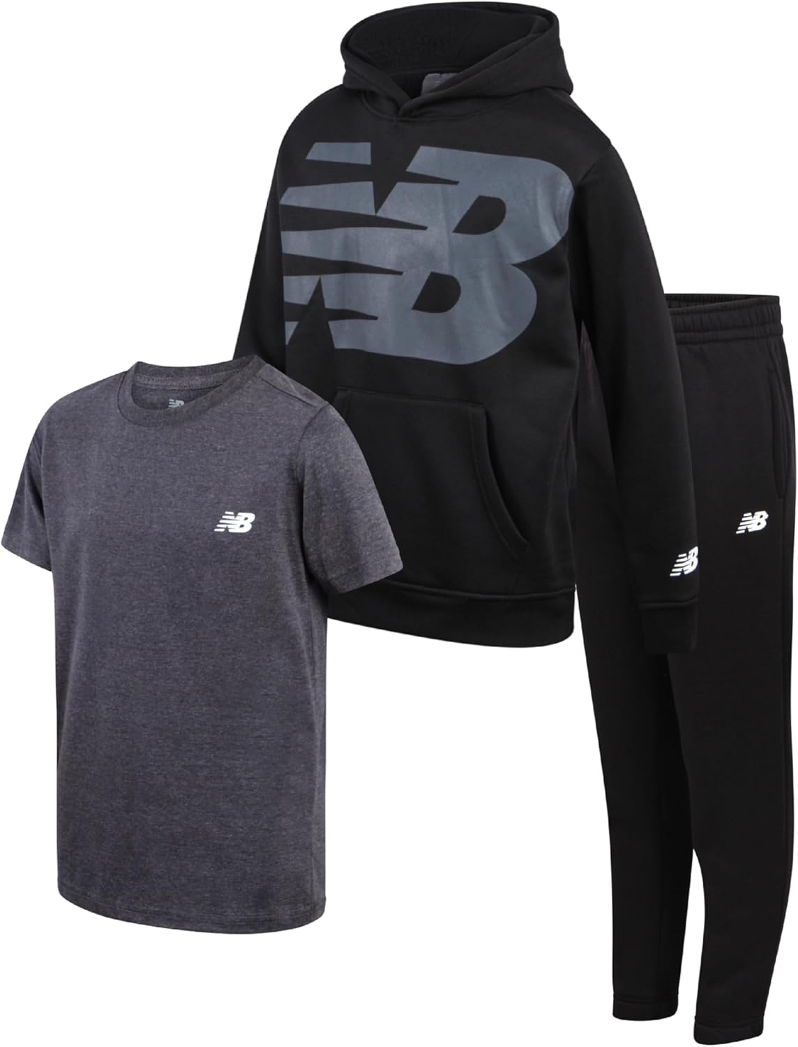 New Balance Boys Sweat Suit Set - 3 Piece Graphic Tee & Hoodie