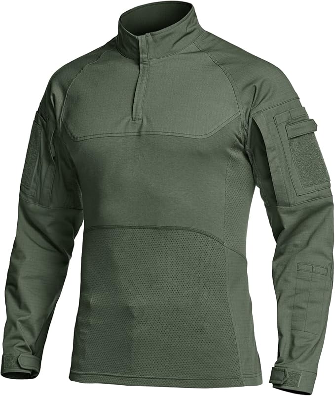 CQR Men's Combat Shirt Tactical 1/4 Zip Assault Long Sleeve Top