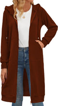 Zeagoo Long Hoodie Dress Oversized Zip Up Fleece - Cozy Knee-Length