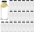 Encheng Vintage Water Bottles 16oz Square Glass 20-Pack - Airtight