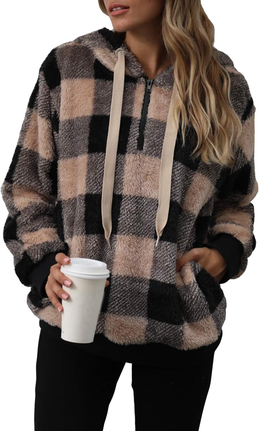 Yanekop Womens Oversized Hoodies Cozy Quarter Zip Pullover