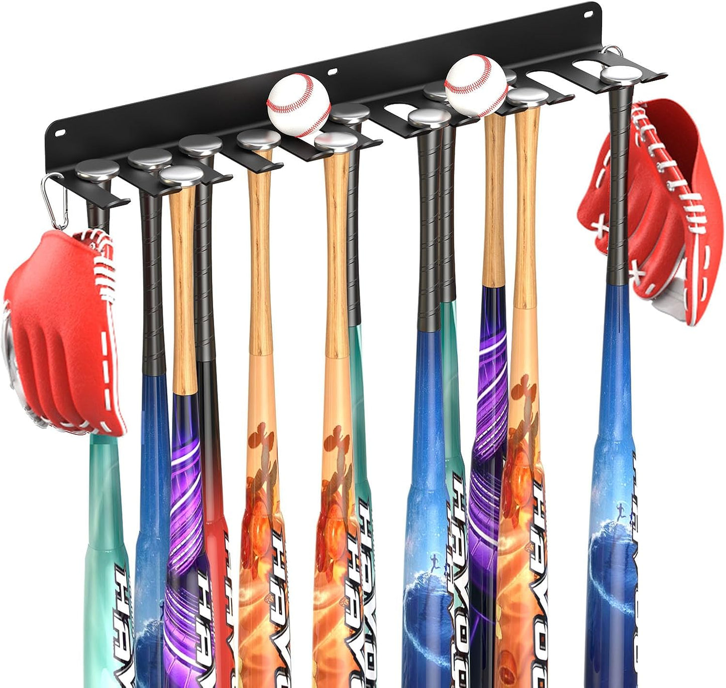 Heavy Duty Metal Baseball Bat Holder for Dugout and Garage