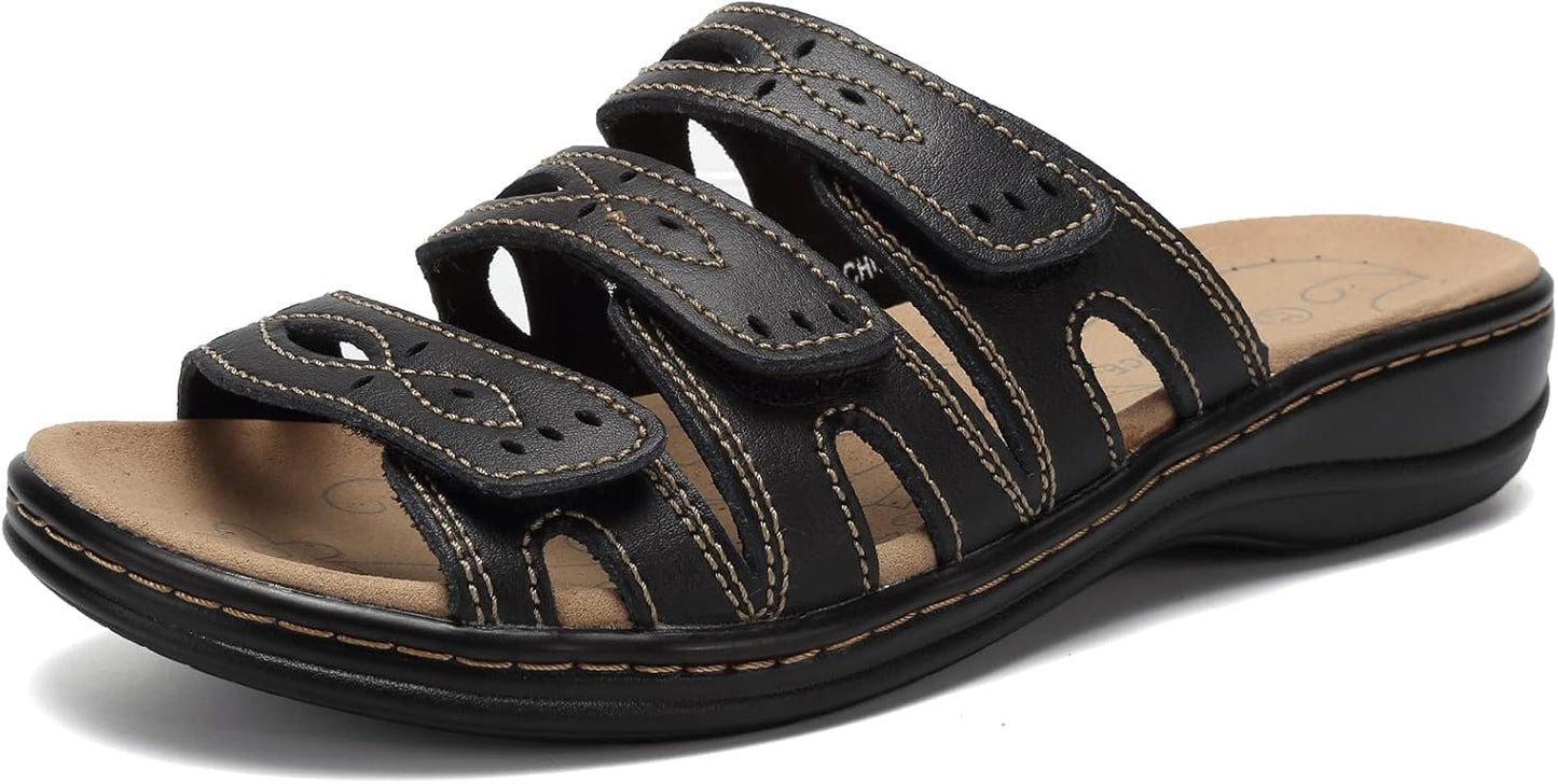 CIOR Women's Classic Leather Sandals for All-Day Comfort