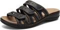 CIOR Women's Classic Leather Sandals, Black - Comfortable Arch
