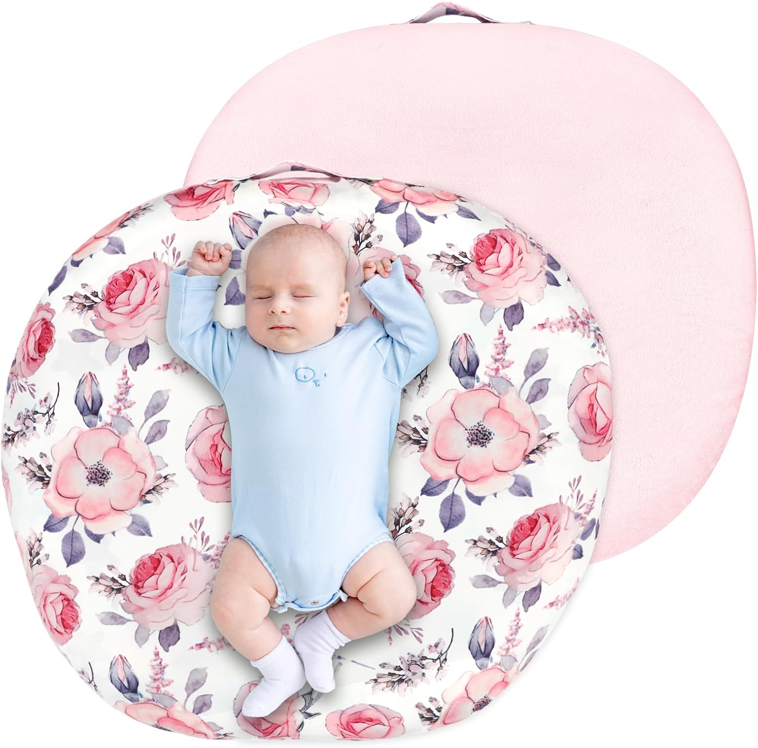 Cozy Pink Floral Baby Lounger Cover by SWSEN