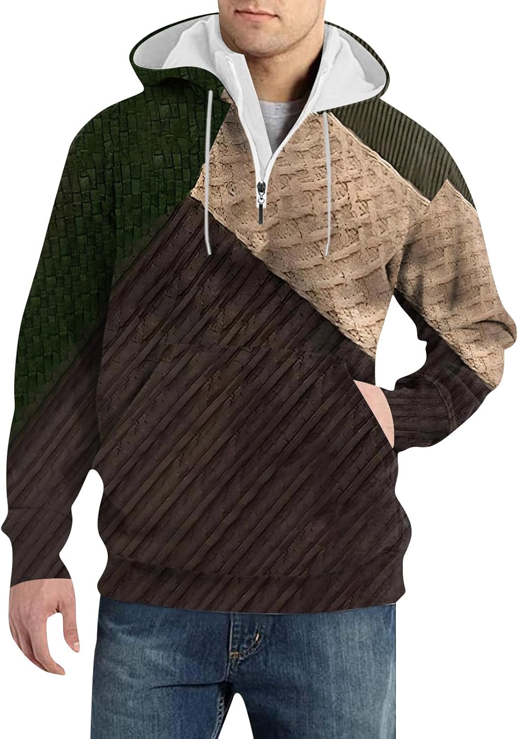 Knit Quarter Zip Hoodie with Pockets for Stylish Men