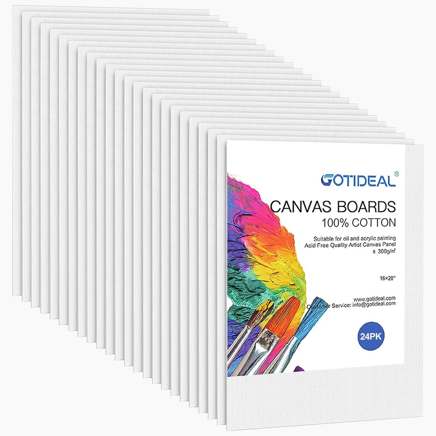 Gotideal Canvas Boards for Painting - 24pcs 16x20 Primed Canvas