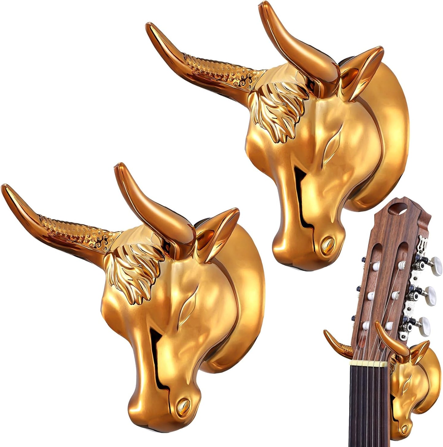 Bull Guitar Wall Mount Set - DoubleFill Gold Art