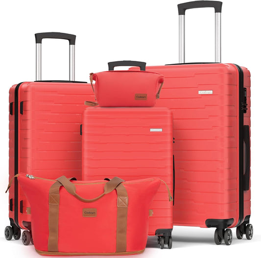Durable 5 Piece Luggage Set with Spinner Wheels for Travel