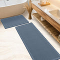 Waffle Bath Mat Set 2 Piece Blue - Soft Absorbent Non Slip Mats