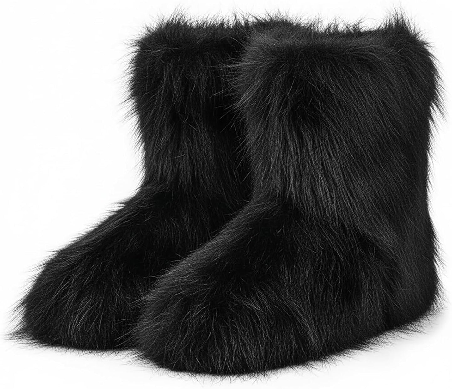 Faux Fur Boots for Women - Comfortable Mid-Calf Winter Shoes