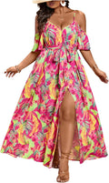 Floerns Plus Size Cold Shoulder Split Thigh Maxi Dress - Flattering do