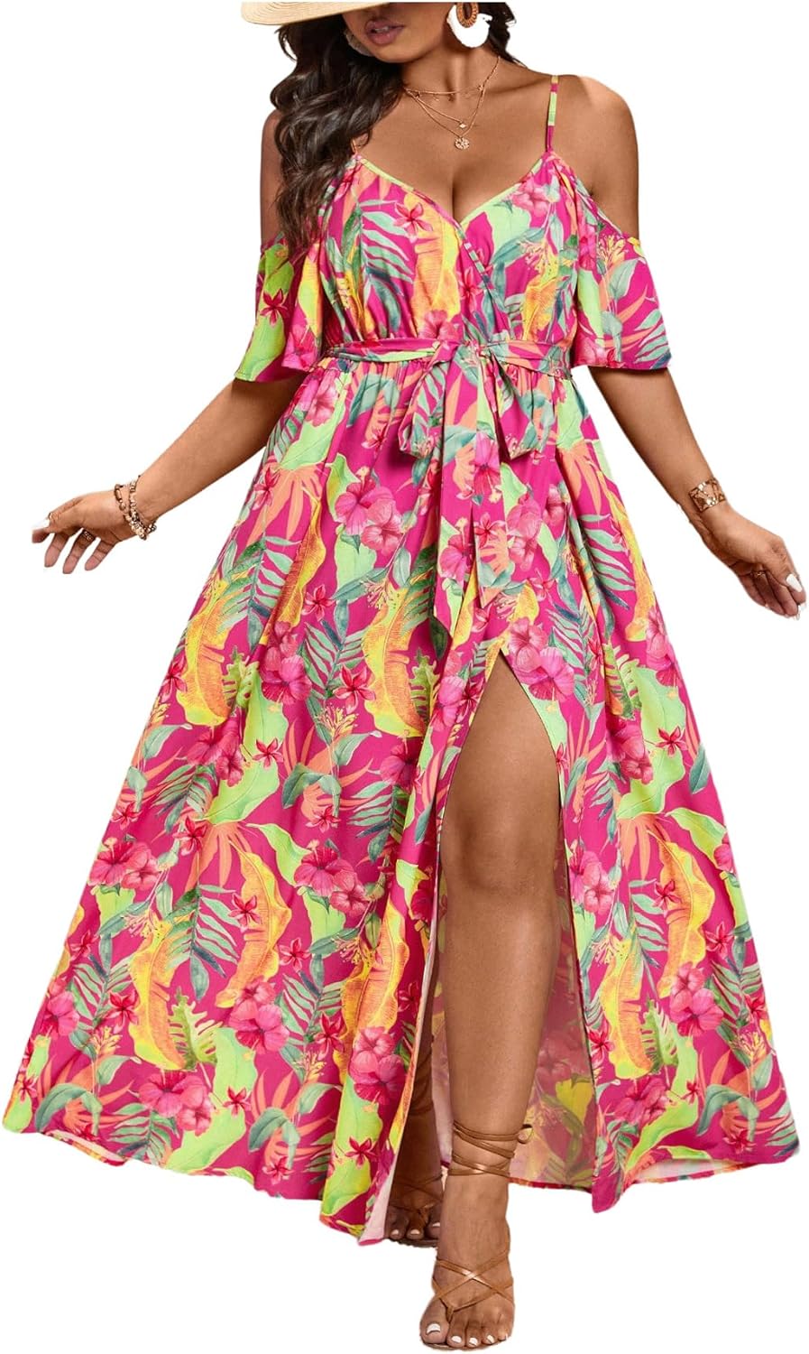Floerns Women's Plus Size Cold Shoulder Maxi Long Dress Review