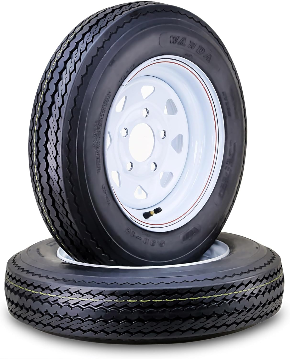 WANDA Trailer Tire Wheel Assembly 5.30-12 6-Ply C 82M Set of 2