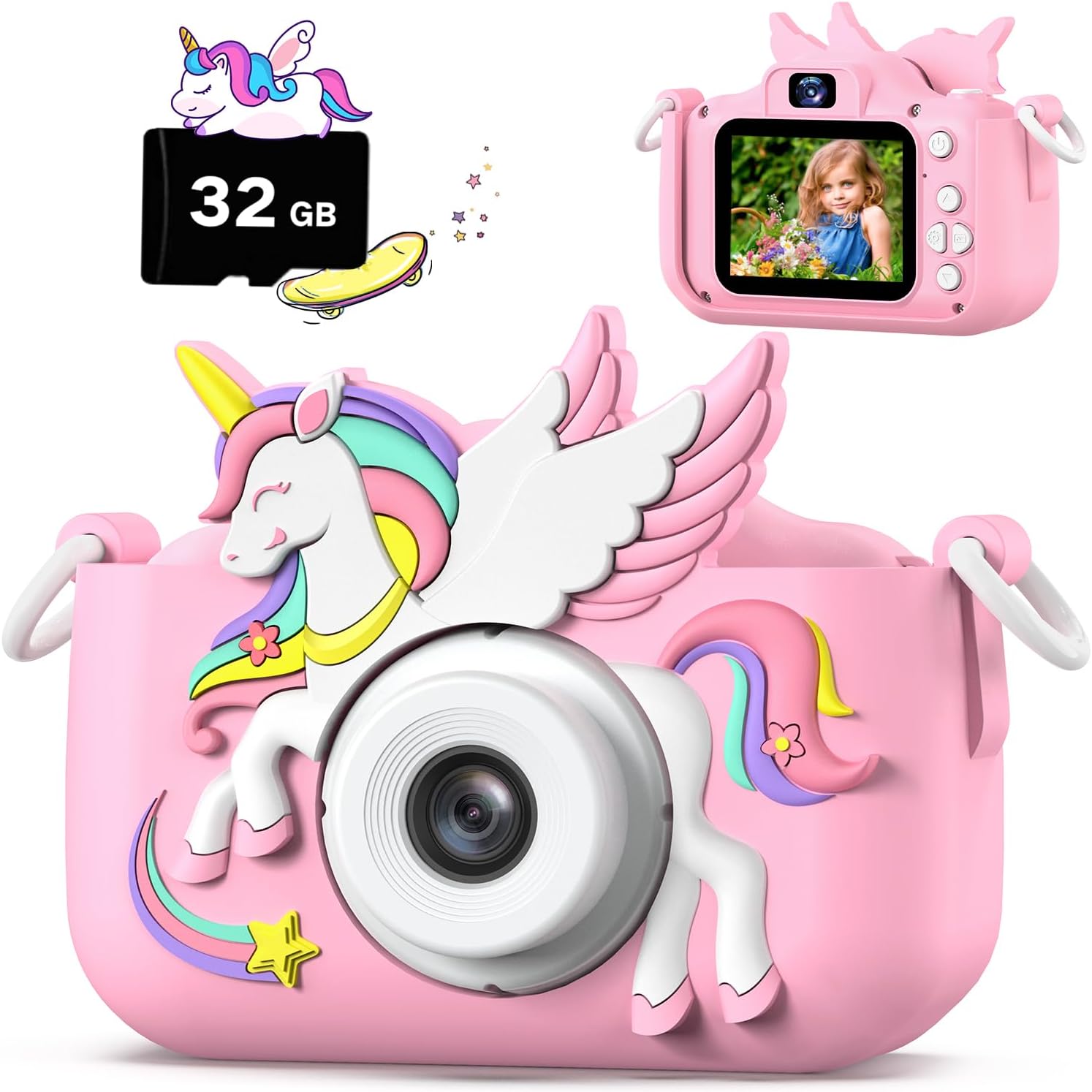 Cute Kids Camera Bundle with 32G SD Card - Perfect Gift for Ages 3-12!