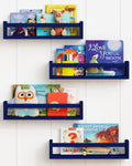 Forbena Navy Blue Floating Book Shelves for Nursery Boy - Set of 4