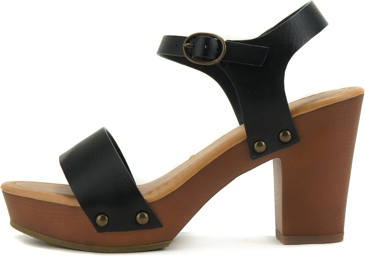 Soda Women's Bold Buckles Studded Wedge Sandal for Style