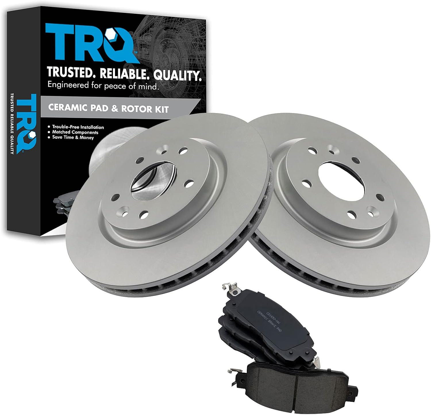 TRQ Front Brake Pad & Rotor Kit for 2014-2017 Nissan LEAF