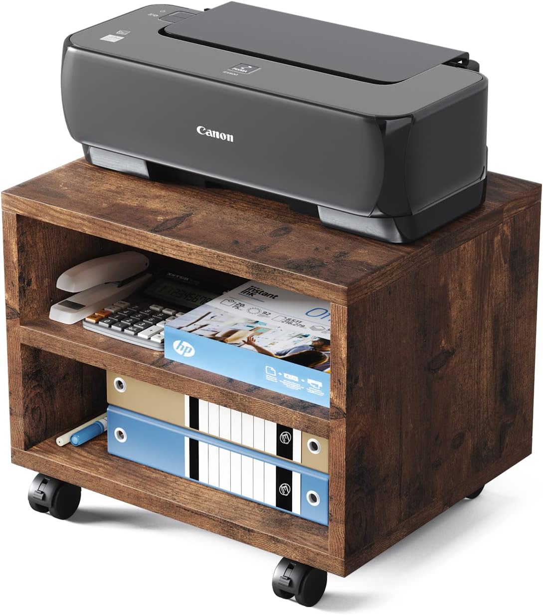 HANYEE Wood Printer Stand - Mobile & Organized!
